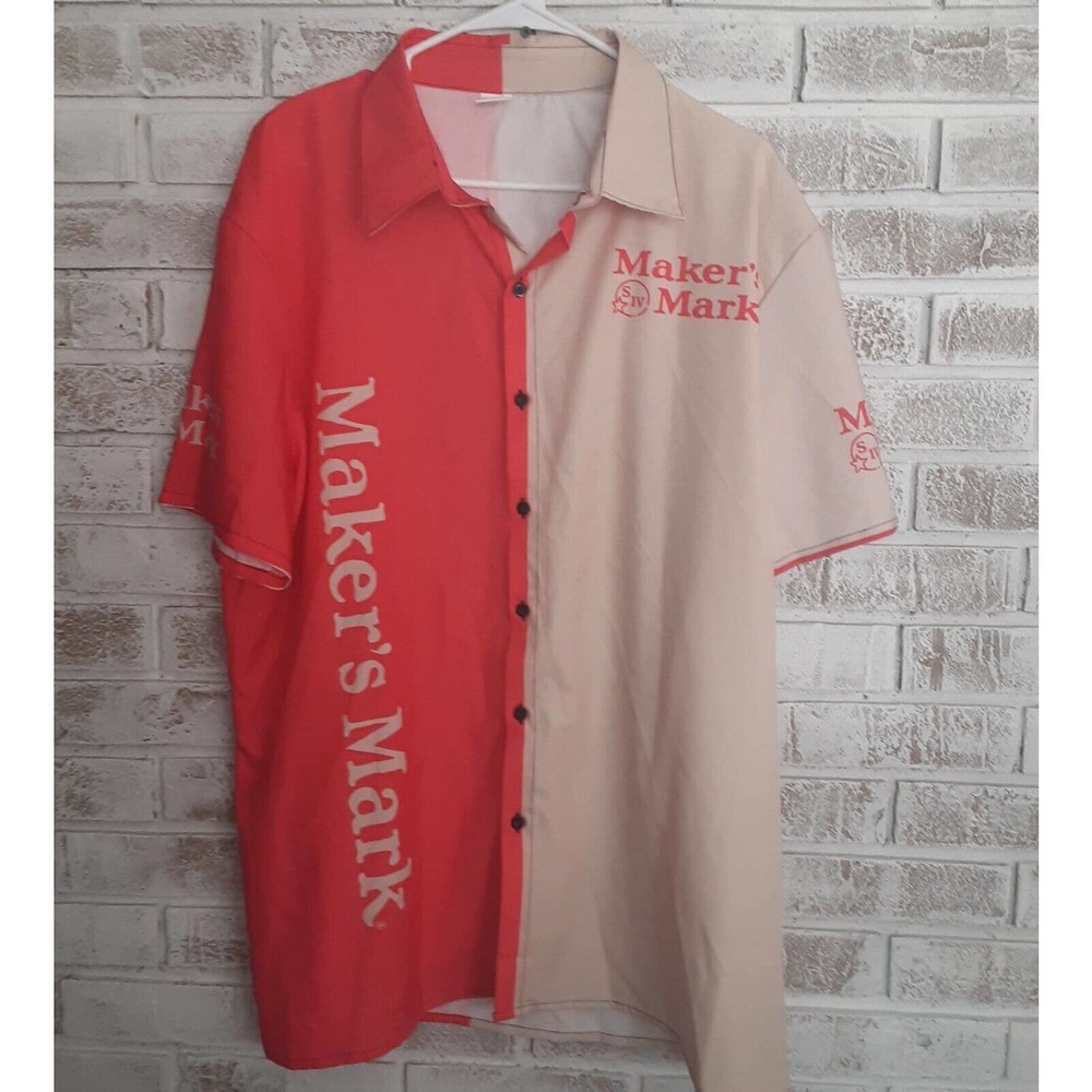 Maker's Mark Button Up Colorful Shirt sz Xl Hawaiian Whiskey Fans
